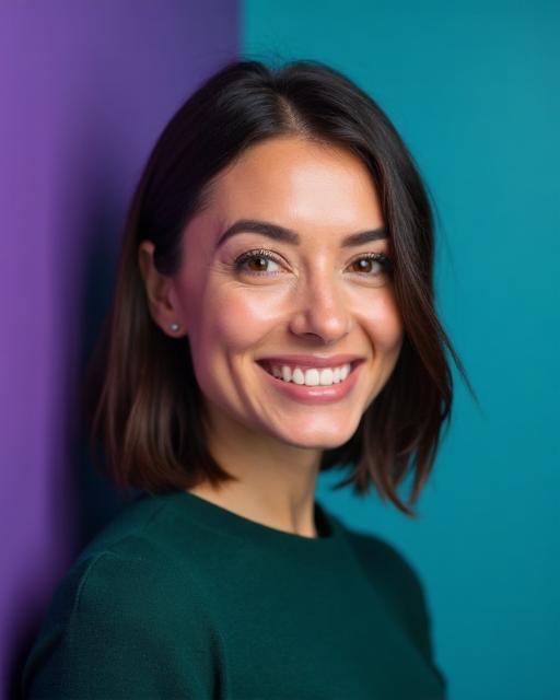 Professional with bold teal gradient background